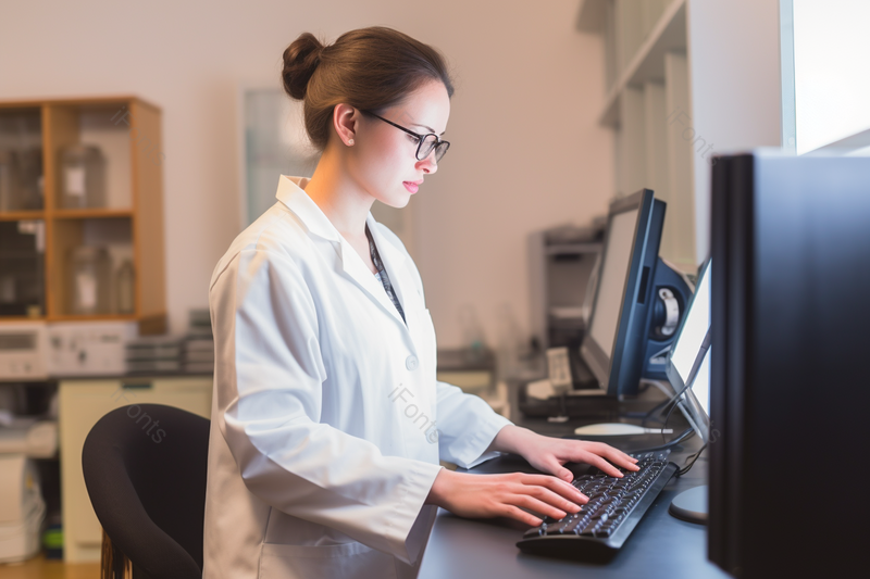 在办公室对着电脑认真工作的医生,高清,摄影图,摄影图片,图片大全,摄影图免费下载